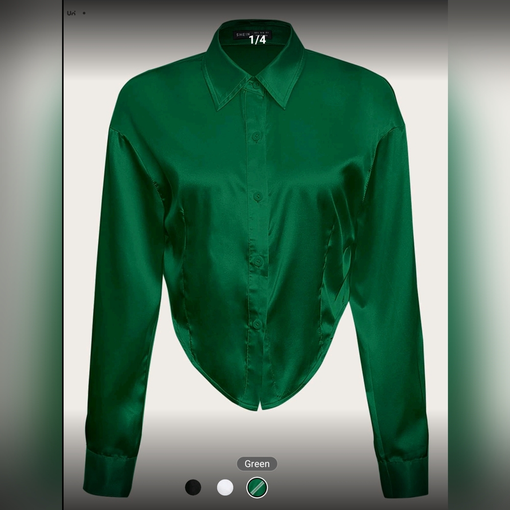 Elegant Green Satin Women's Top
